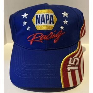 Napa Racing #15 Nascar  Adj Back Embroidered Blue Hat Cap Flag‎ EUC